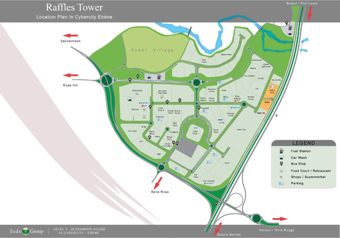 Raffles Tower office luxury, underground parking, 24/7 security, CCTV, parking attendant, access control, Building Manager and Maintenance Team, generators, fibre optics communications, lifts and business centre.